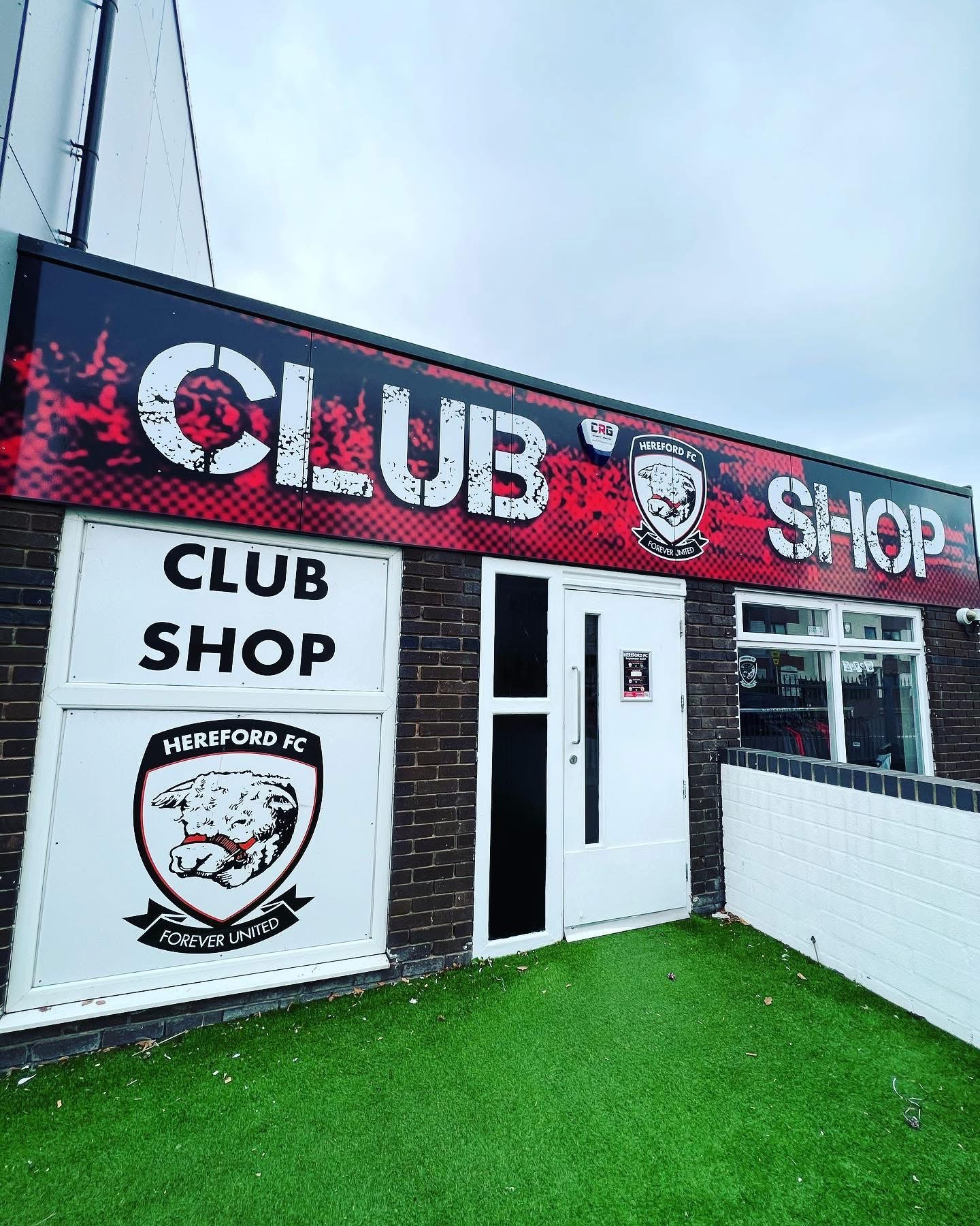 Hereford FC club shop fascia